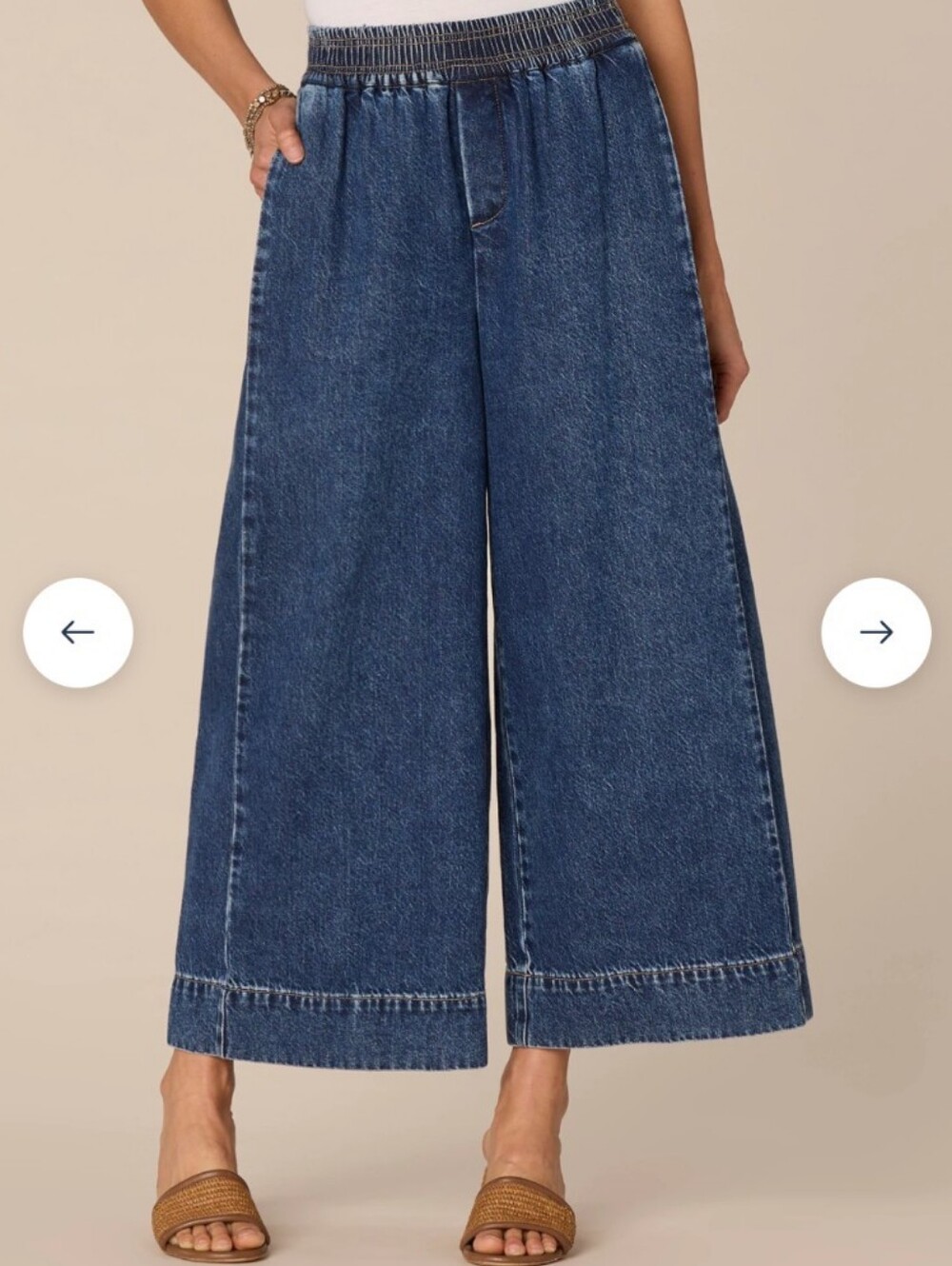 Democracy High rise Cropped Wide Glider Jeans with Pleating Petite Large